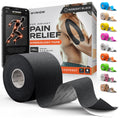 Winiom Kinesiology Tape - Waterproof Athletic Tape, Uncut Roll 2"x16.4ft | Midnight Black, 3-5 Day Adhesion, Hypoallergenic and Latex-Free for Knee, Shoulder, Arm and Back Support + Taping Guide