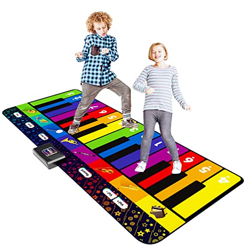 SUNLIN 6ft Floor Piano Mat for Kids Age 3-8, Giant Dance Mat for Toddlers | 24 Keys, 8 Instrument Sounds, 10 Built-in Songs, Record & Playback, Song Booklet, Musical Toy Gift for Boys Girls Age 3 4 5 6