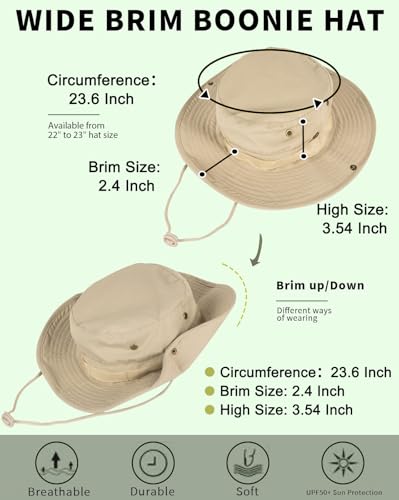 Sun Hats for Men Women Bucket Hat UPF 50+ Boonie Hat Foldable UV Protection Hiking Beach Fishing Summer Safari