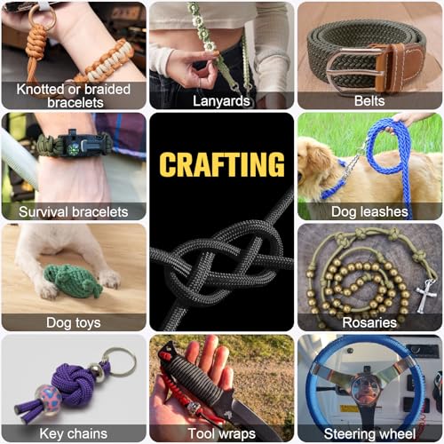 TRIBERION Paracord Rope 750 lb - 1000ft / 500ft / 200ft / 100ft 5/32" Parachute Cord 4MM 12-Strand para Cord - Heavy Duty Spool String for Survival,Camping Gear, Survival Bracelet, Clothesline