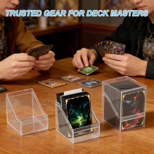 Mlikero Card Deck Cases, 6 Pack Acrylic Commander Deck Box Holding 100+ Sleeved Cards with 6 Dividers, Clear Card Storage Box Fit for MTG, TCG, Sports Cards