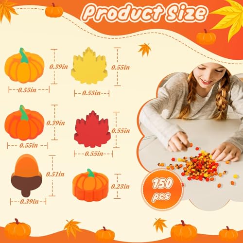 JUNEBRUSHS 150Pcs Fall Mini Erasers, Cute Thanksgiving Erasers Bulk | Mini Erasers for Maple Leaf, Novelty Pencil Erasers Stationery for Classroom Prizes, Homework Rewards, Gifts Party Favors