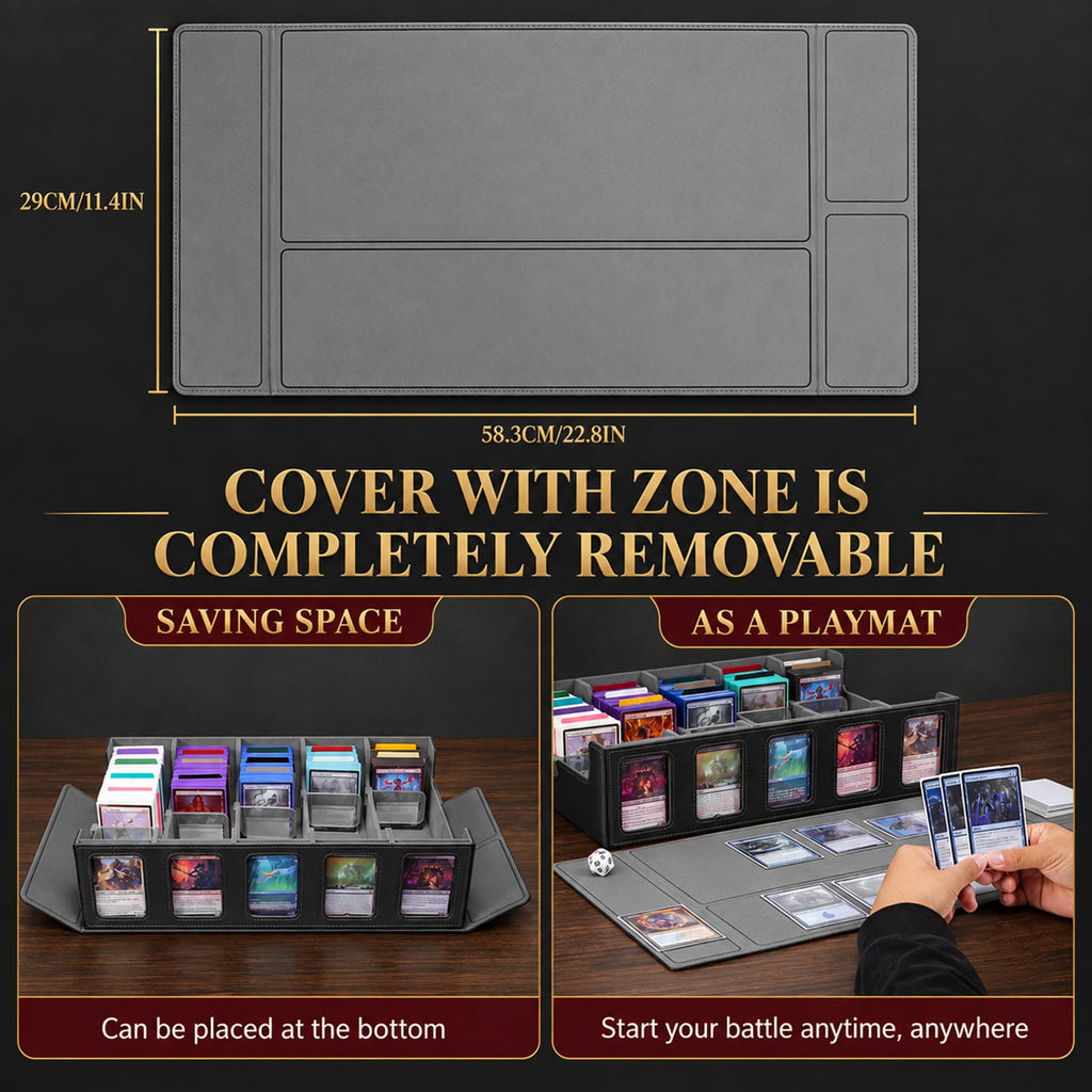 Kabinka 5 Row 3900+ Trading Card Storage Box with Commander Display | MTG Storage Box with Removable Lid Bulk Card Storage for MTG TCG PTCG Sports Card, Top Loaders Storage Box (Black)
