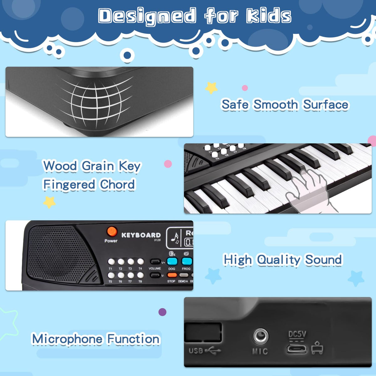 37 Keys Kid Toddler Piano Keyboard Musical Toys with Microphone