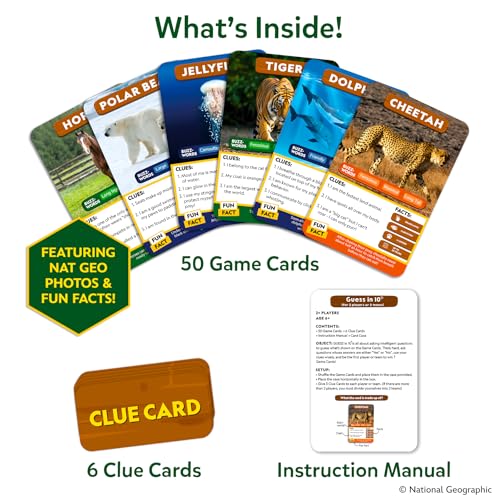 Skillmatics Guess in 10 Game – National Geographic Animals, Gift for Kids | Educational Cards, Family Trivia Game, Travel Toy & STEM Board Game, Screen-Free Fun, Boys & Girls Ages 6, 7, 8, 9 and Up