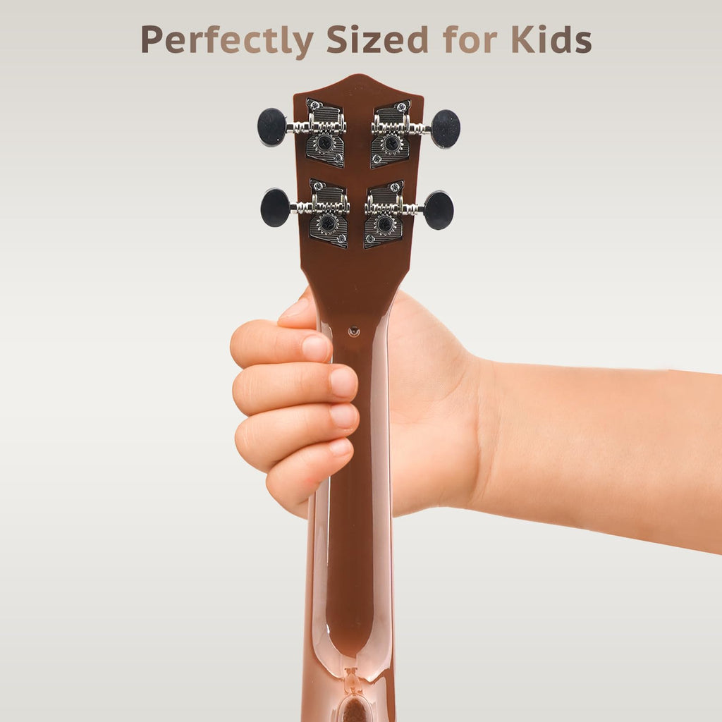 Raimy 21in Kids Ukulele Guitar Toys for 3 4 5 6 7+ Year Old Boys Girls | Simulated Sound Quality, Music Instruments Learning Education, Beginner Birthday Gift, Easy to Play and Strum (Brown)