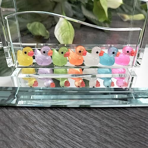 Cidinge 60 Pcs Mini Resin Ducks Luminous Tiny Ducks Miniature Duck Glow in The Dark for DIY Garden Dollhouse Duck Accessories Micro Landscape Aquarium Party Decor