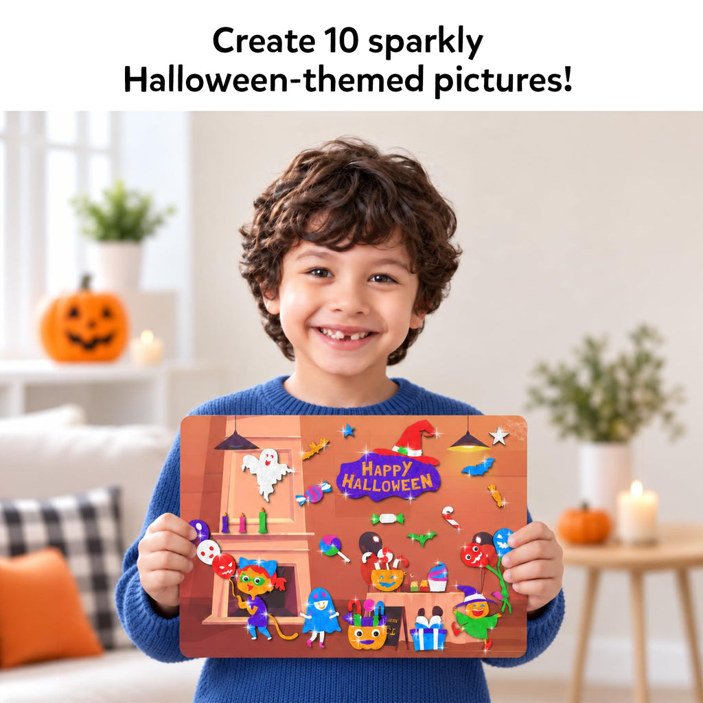 Skillmatics Foil Fun Halloween Craft, Foil Art Activity, Gift for Kids | 200+ Stickers, Travel Toys, Mess-Free, Screen-Free, Fine Motor Skills, Boys & Girls Ages 4, 5, 6, 7, 8, 9