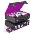 ZLCA Trading Card Storage Box 5-Row with Handle, MTG Storage Box | Holds 3900+ Cards with Commander Display, Top Loaders Organizer Case for TCG PTCG Sport Card(Black&Purple)