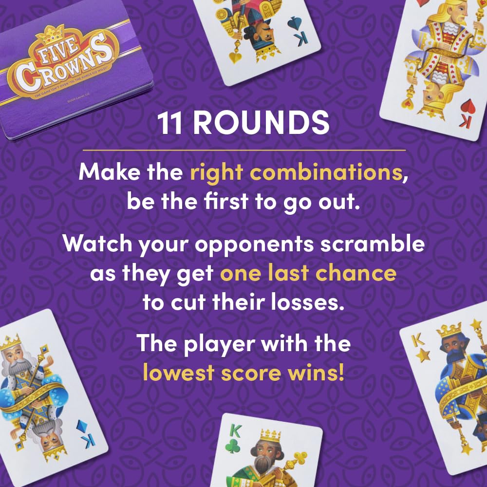 Five Crowns Rummy Style Card Game for Kids and Adults, Family Game Night | Family Game Night, Travel Games, Screen-Free, Holiday Game, Playing Cards, Award-Winning