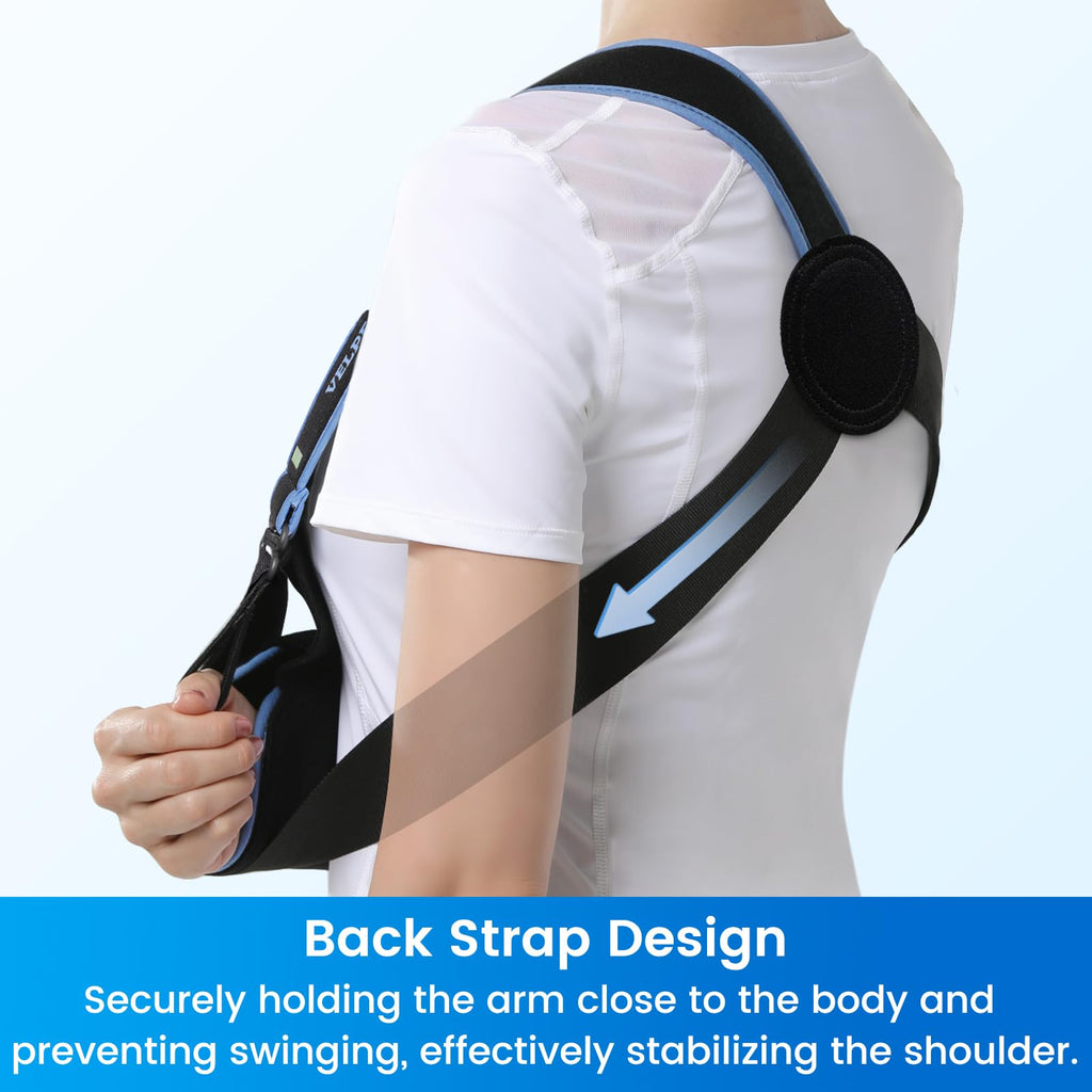 Velpeau Medical Arm Sling Shoulder Immobilizer for Women and Men, Black L