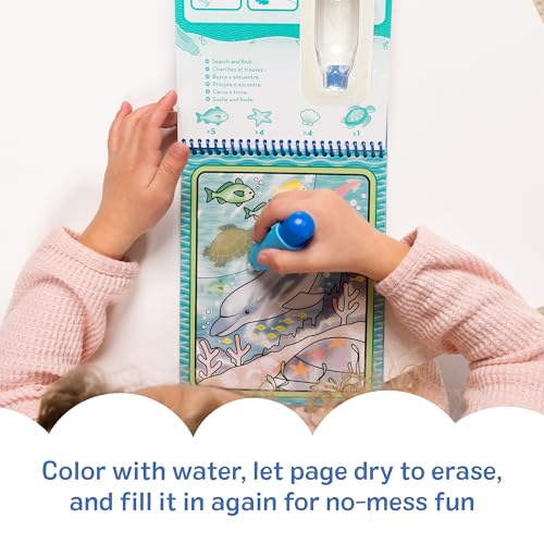 Melissa & Doug On the Go Water Wow! Under the Sea Color-Reveal Activity Pad | 4 Reusable Coloring Boards, Refillable Water Pen, Mess-Free Travel Toys, Arts & Crafts, Preschool Toys for Kids, Ages 3+