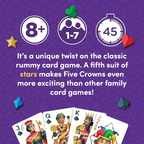 Five Crowns Rummy Style Card Game for Kids and Adults, Family Game Night | Family Game Night, Travel Games, Screen-Free, Holiday Game, Playing Cards, Award-Winning