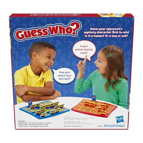 Hasbro Gaming Guess Who? Plus Board Game with People & Pet Cards | 2 Players | The Original Guessing Game for Kids | Ages 6+ (Amazon Exclusive)
