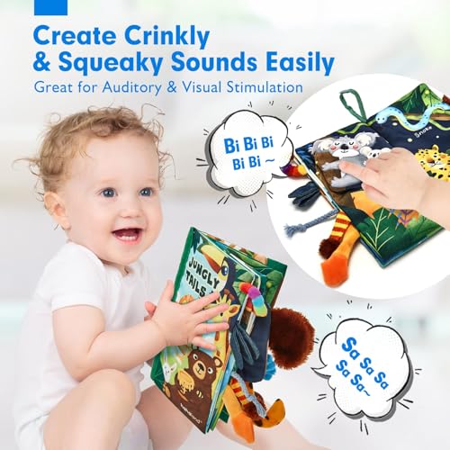 hahaland Baby Books 0-6 Months,Infant Tummy Time Toy Sensory Toys | 6 to 12 Months Touch Feel Book Travel Toy Gifts for Boy Girl 0-3 Month Baby Shower Birthday Easter Basket Stuffers 1PCS