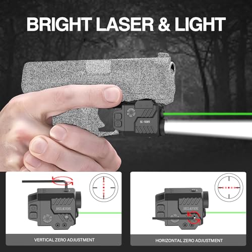 Solofish 800 Lumens Pistol Light Laser Combo | Strobe Function for Green Laser and Tactical Light with Adjustable Rail Fits Guns w/ Rail