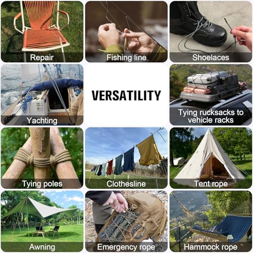 Paracord Rope 550 lb - 100ft 5/32" Parachute Cord 4MM 7-Strand para Cord - Heavy Duty Spool String for Survival,Camping Gear, Survival Bracelet, Clothesline - Black