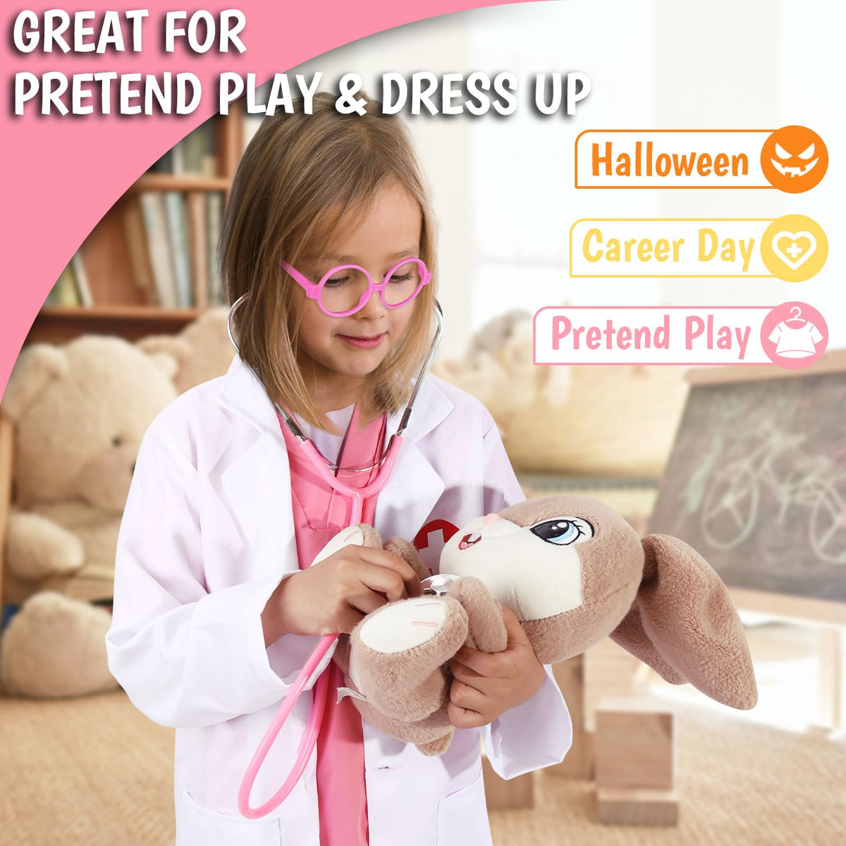 Boutrele 12 PCS Doctor Costume for Kids,Scrubs Nurse Costume for Girls Boys | Kids Doctor Costume,Scrubs with Lab Coat,Career Day Costumes for Kids,Halloween Costume,Educational Pretend Play Doctor Kits