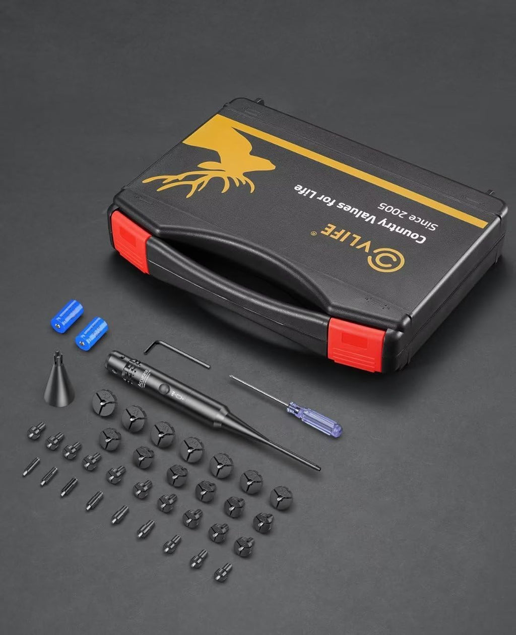 CVLIFE Professional Laser Bore Sight Kit with 32 Adapters fit 0.17 to 12GA Calibers, Bright Bore Sighter Laser with Button Switch, Powerful Support for Zeroing