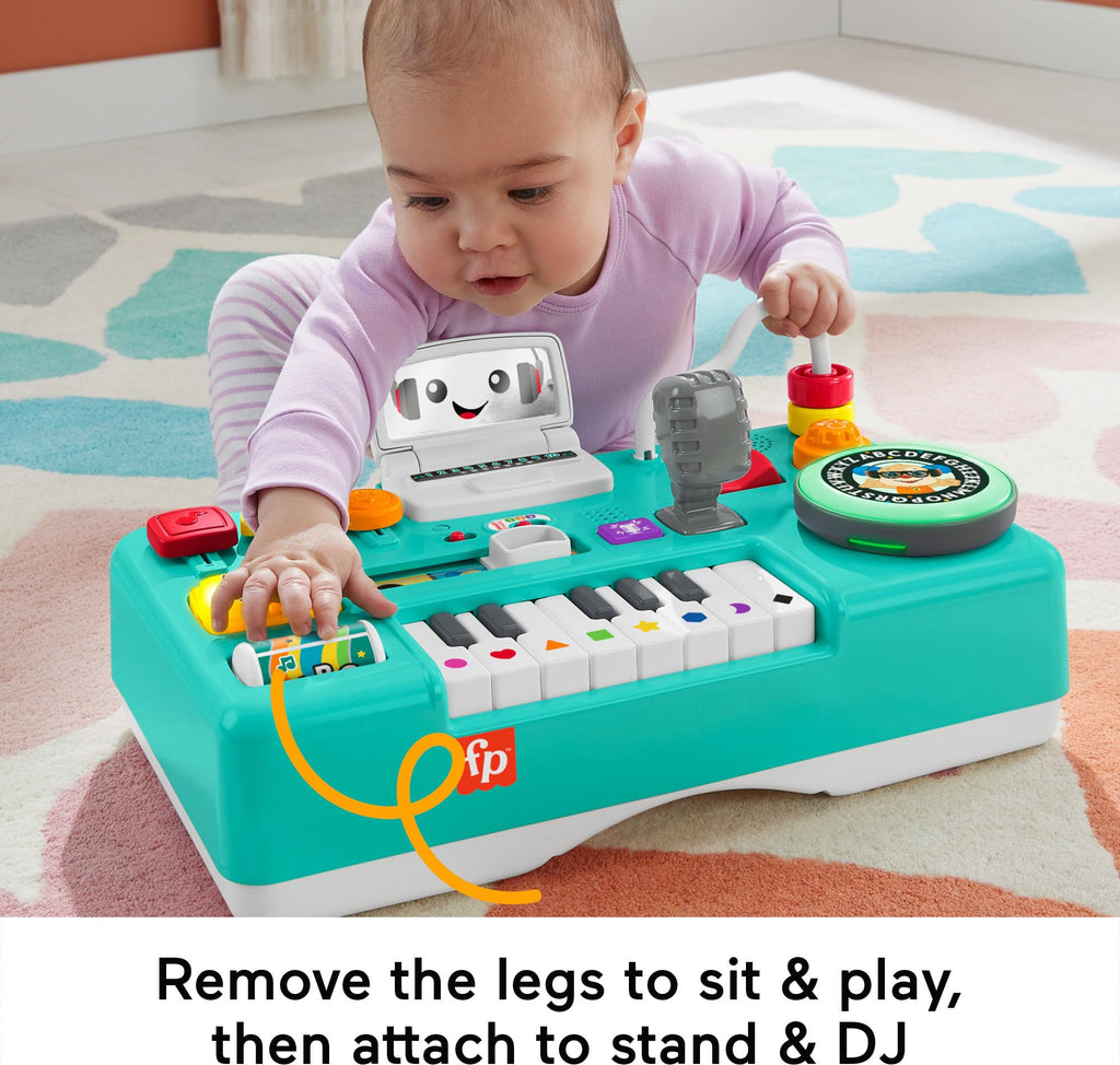 Fisher-Price Laugh & Learn Mix & Learn DJ Table | Musical Toy, 100+ Learning Songs & Phrases, 12 Activities, Fine & Gross Motor Skills, Baby & Toddler Ages 6+ Months