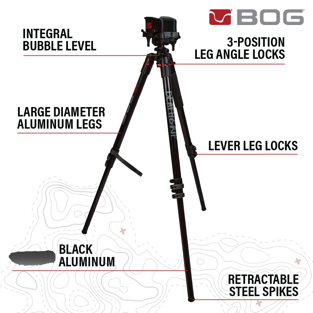BOG DeathGrip Hunting Tripod, 7"-59", Lightweight, Gun Clamp, Shooting Rest