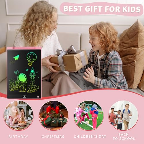[2 Pack] Genialba LCD Writing Tablet 8.5-Inch Colorful Doodle Board, Toddler Learning Educational Toys Gifts for 3-8 Years Old Girls and Boys, Electronic Drawing Pad for Kids (Pink&Blue)