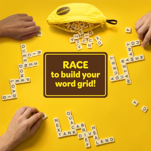 Bananagrams Classic Word Game, 144 Tiles in Banana Pouch, Travel Game | Fast-paced spelling & anagram game for 1-8 players; portable pouch, educational wordplay for kids and adults ages 7+
