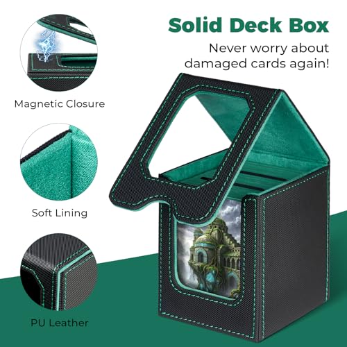 Fabmaker 6 pack Deck Box Compatible with MTG, Display Card Storage Box | Holds 100 Double-Sleeved Cards, Trading Card Deck Case Compatible with Magic the Gathering with PU Leather &Magnetic Closure