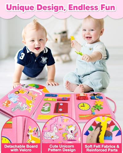Exorany Busy Board Montessori Toys for Toddler Girl Birthday Gift Busy Book | Airplane Car Travel Toy, Learning Educational Toys, Activity Book, Toddler Activities, Sensory Toys, Fine Motor Skills