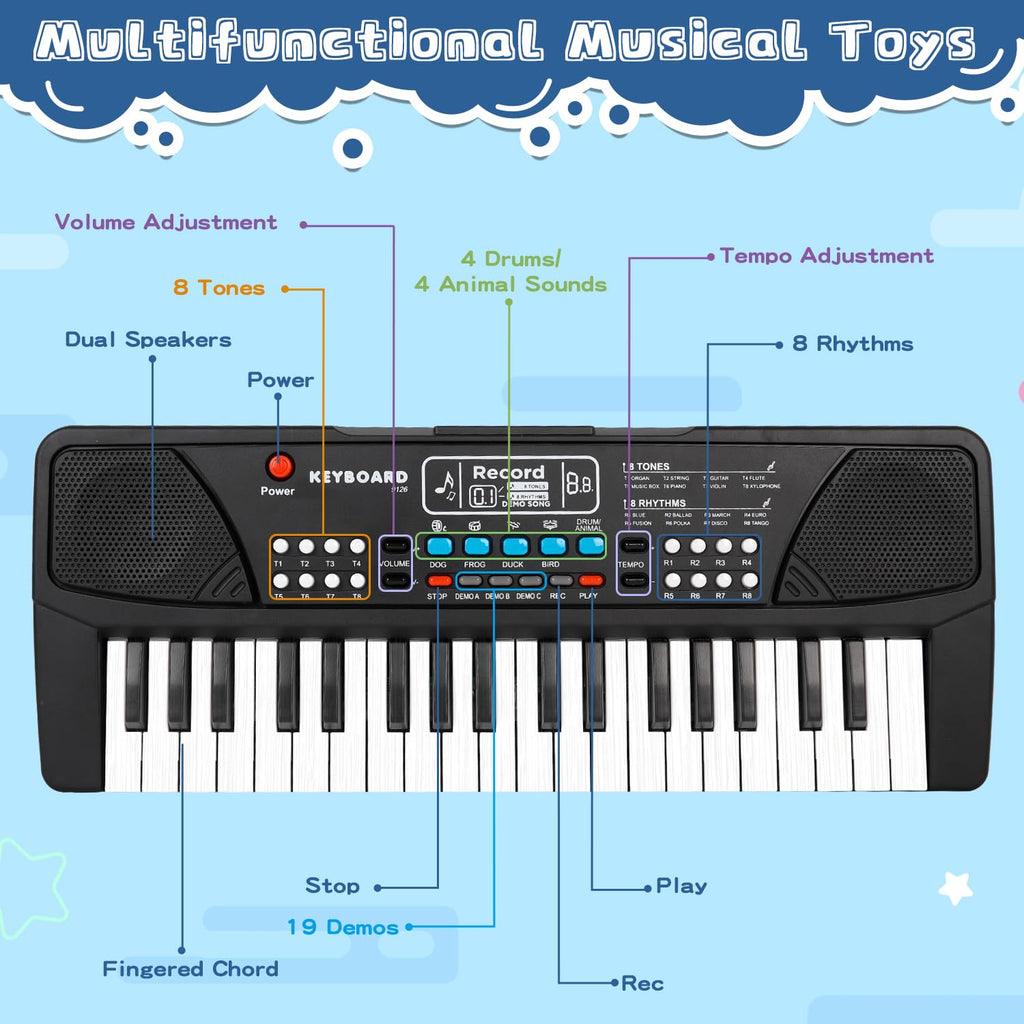 37 Keys Kid Toddler Piano Keyboard Musical Toys with Microphone