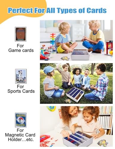 4 Pack Sports Card Boxes 3600 Count Cardboard Card Storage Box White Bulk Card Storage Baseball Card Boxes with 10 Dividers Sports Cards Storage Box for Card Game Baseball Card Storage Boxes