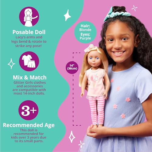 Glitter Girls 14-Inch Fashion Doll Lacy, Blonde Hair, Pink Outfit, Dolls