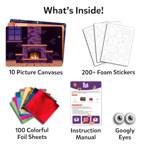 Skillmatics Foil Fun Halloween Craft, Foil Art Activity, Gift for Kids | 200+ Stickers, Travel Toys, Mess-Free, Screen-Free, Fine Motor Skills, Boys & Girls Ages 4, 5, 6, 7, 8, 9