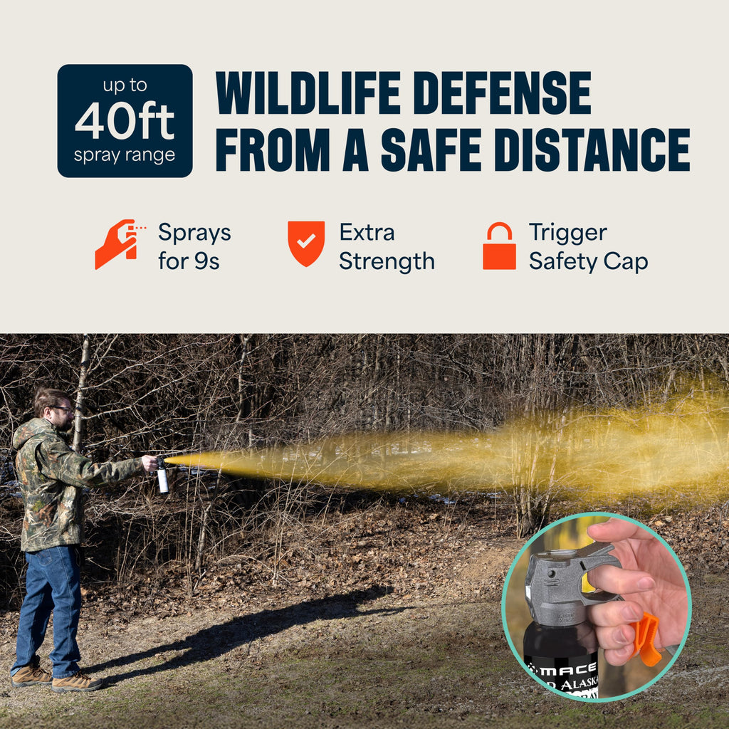 Mace Bear Spray - Guard Alaska Bear Deterrent Self Defense Spray, EPA Registered, 9 oz, Max Strength 20% OC, Great for Hiking, Camping, Hunting