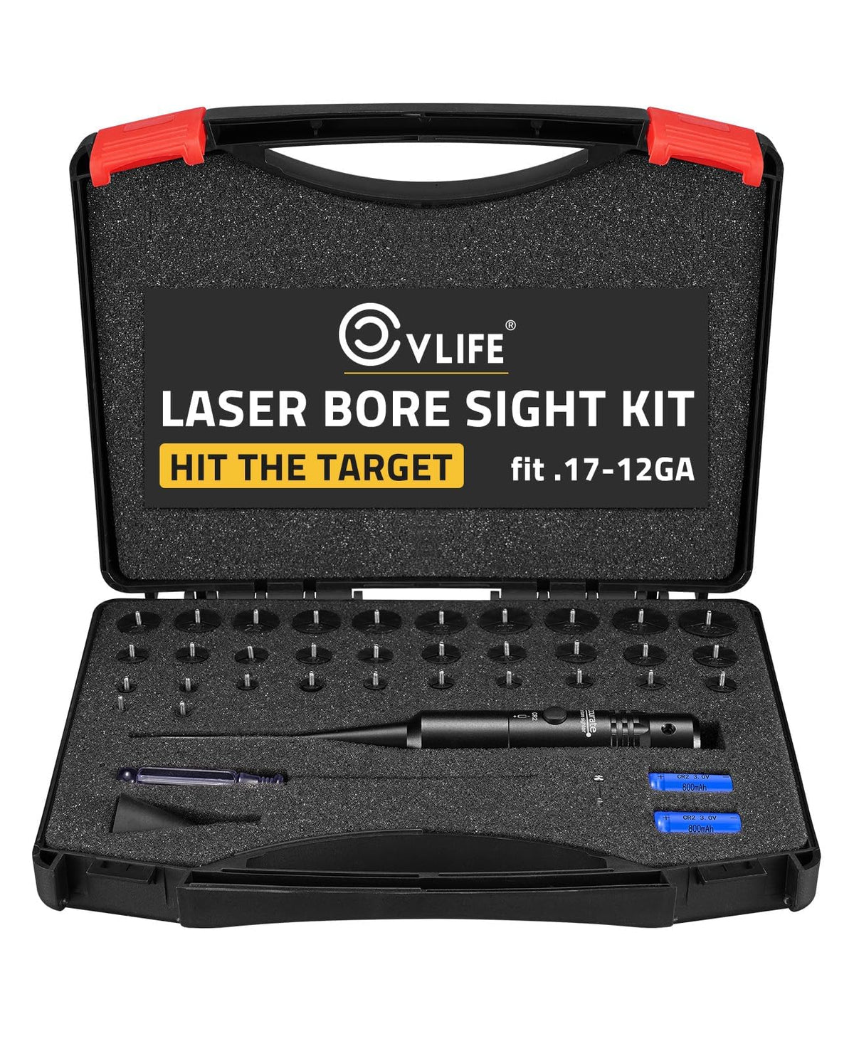 CVLIFE Professional Laser Bore Sight Kit with 32 Adapters fit 0.17 to 12GA Calibers, Bright Bore Sighter Laser with Button Switch, Powerful Support for Zeroing