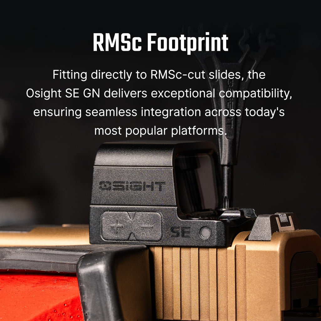 OSIGHT SE Enclosed Red/Green Dot, 2 & 32 MOA Multi-Reticle or 6 MOA Dot | RMSc Footprint, Side-Load Battery, Motion Sensor, Aspherical Lens, Compact Enclosed Design for Concealed Carry