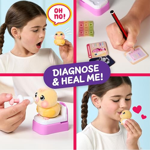 Little Live Pets Ouchies Vet Kit, Chirpy the Chick, Baby Chick Toys | Portable vet case with sticker bandages, glowing cheeks, and 20+ sounds, lights, and reactions, chicken toys