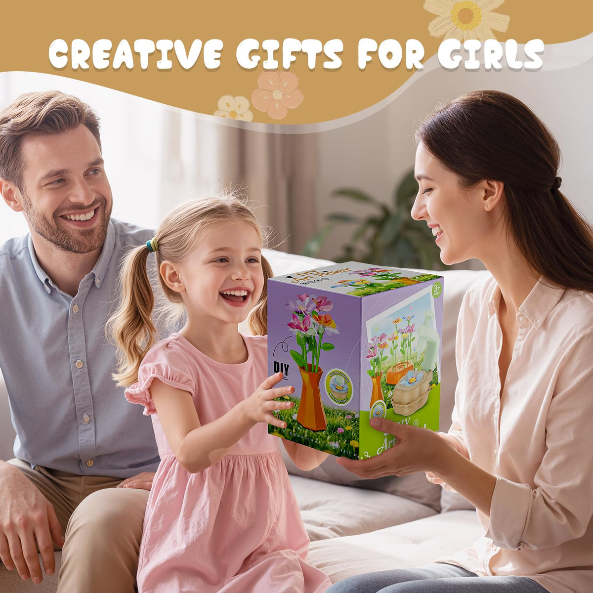 Scvcid Arts and Crafts for Girls Aged 3-12, Includes Extra Accessory Set | DIY Art Flower Toys Fabric Bouquet Craft for Toddler, Birthday Gifts for 3 4 5 6 7 8 9 10 11 12 Year Old Girls