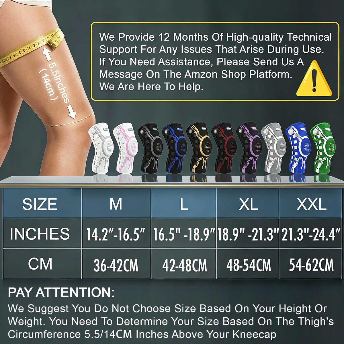Kuangmi Knob Knee Brace for Pain Relief, Knee Support with Patella Gel Pad & Side Stabilizers, Compression Knee Sleeve for Workout, Arthritis, Joint Pain, Meniscus Tear (White,Right,Large,Single)