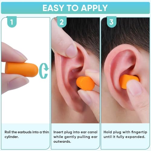 TICONN 200 Pairs Foam Ear Plugs Individually Wrapped, 32dB NRR for Sleep | Hearing Protection, Individually Wrapped, Secure Comfortable Fit, Disposable & Hygienic, for Study, Hunting, Work & Sleep