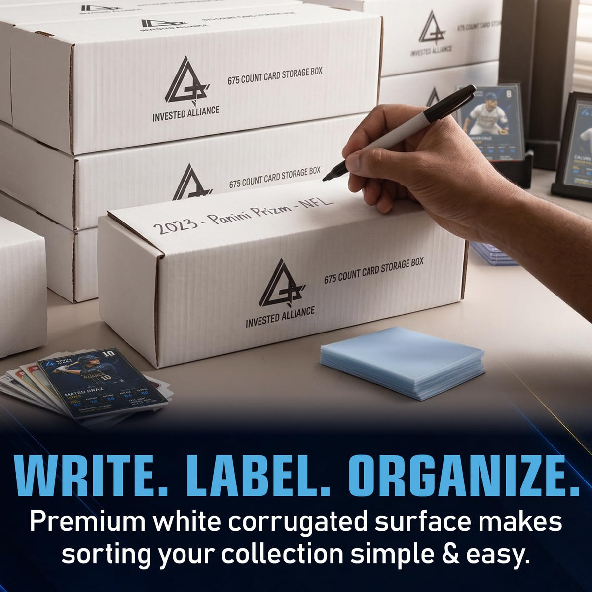 Premium Cardboard Trading Card Storage Box For Sports, TCG, Gaming MTG.