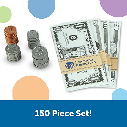 Learning Resources Pretend & Play Money | Kids Cash Register, Dollars, Pretend Classroom Play Sets for Kids, Toy Currency, Toy Dollar Bills