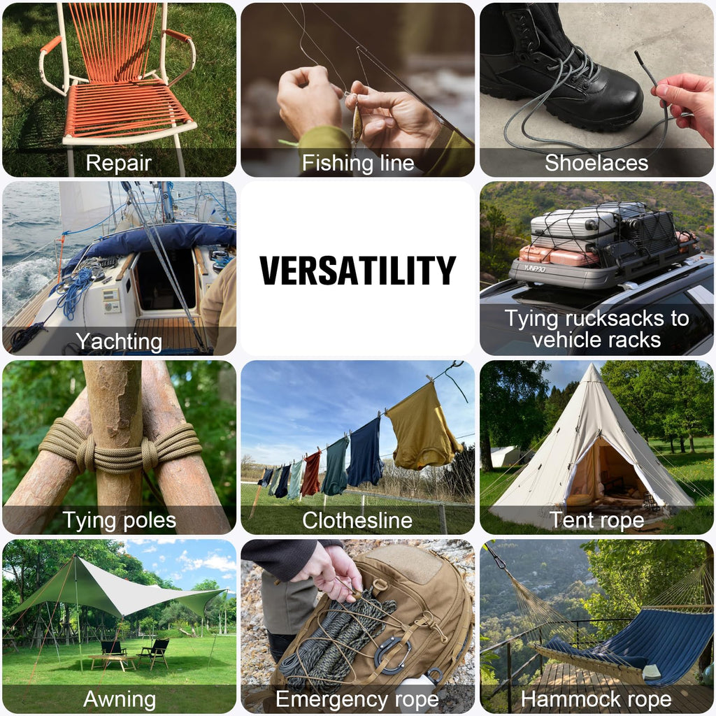 Paracord Rope 550 lb - 100ft 5/32" Parachute Cord 4MM 7-Strand para Cord - Heavy Duty Spool String for Survival,Camping Gear, Survival Bracelet, Clothesline - Black