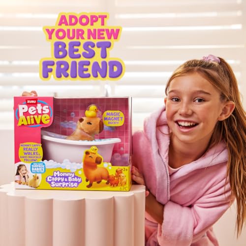 Pets Alive Mommy Capybara and Baby Surprise by ZURU | Surprise babies to reveal; babies magically follow mommy; interactive robotic pet; unbox & collect; gift for kids