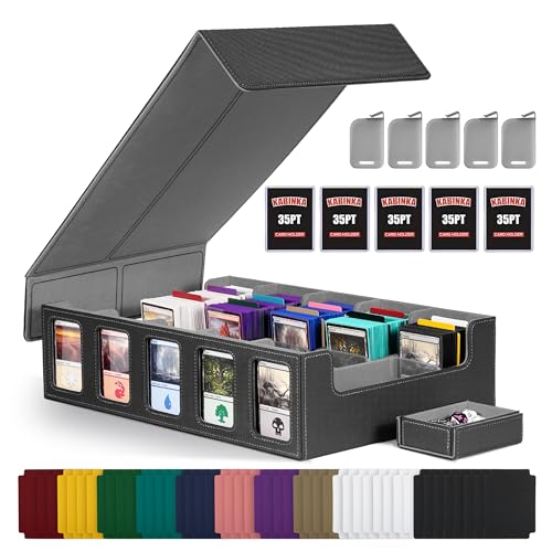 Kabinka 5 Row 3900+ Trading Card Storage Box with Commander Display | MTG Storage Box with Removable Lid Bulk Card Storage for MTG TCG PTCG Sports Card, Top Loaders Storage Box (Black)