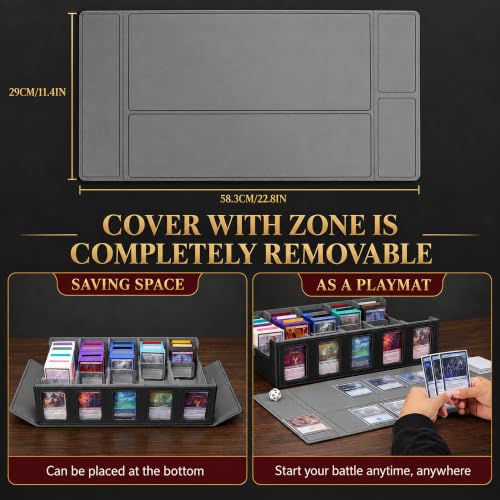 Kabinka 5 Row 3900+ Trading Card Storage Box with Commander Display | MTG Storage Box with Removable Lid Bulk Card Storage for MTG TCG PTCG Sports Card, Top Loaders Storage Box (Black)