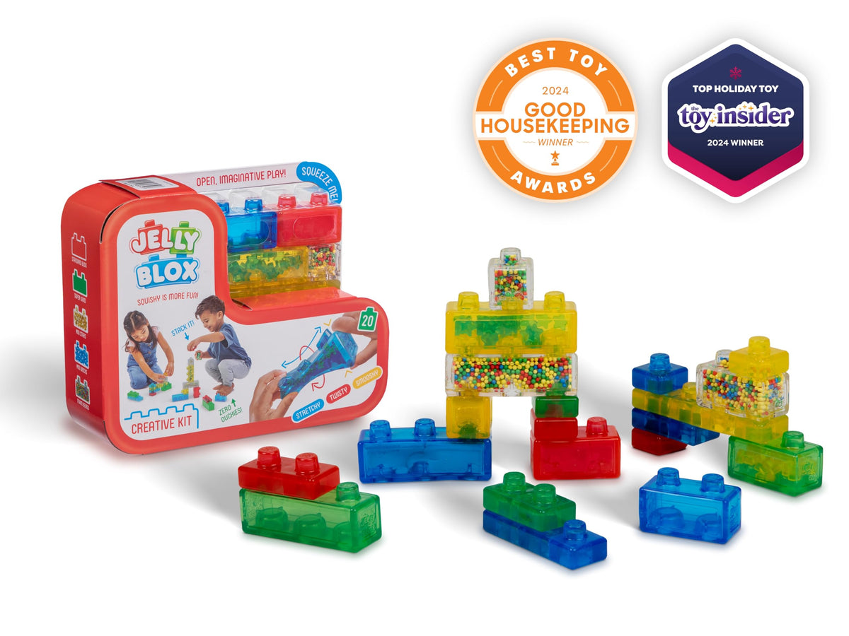 Jelly Blox Creative Kit | Includes 20 Blocks | Toddler & Preschool | Building Blocks Kids Can Squeeze, Stretch, Squish | MESH ACCREDITED | Safety Tested & Ouch-Free | Sensory Play Toy Ages 2+