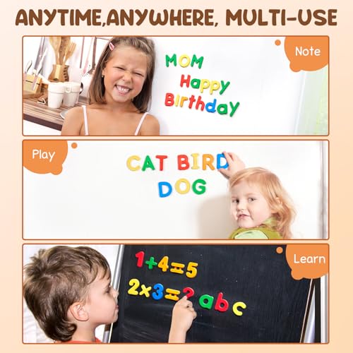 JoyCat Magnetic Letters Numbers Alphabet ABC 123 Fridge Magnets, 78 Pcs | Colorful plastic magnets, uppercase lowercase letters, math symbols, preschool learning toy set for toddlers kids ages 3+