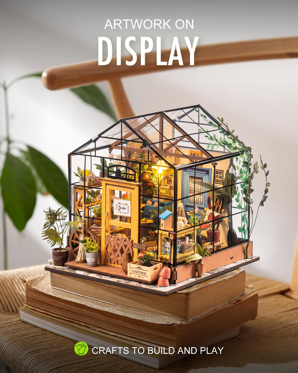 Rolife DIY Miniature Greenhouse Kits for Adults - Cathy's Flower House | Beginner-Friendly Diorama Kits Mayberry Street Tiny House For Adults, Birthday/Christmas Decor Crafts Gifts For Plant Lovers