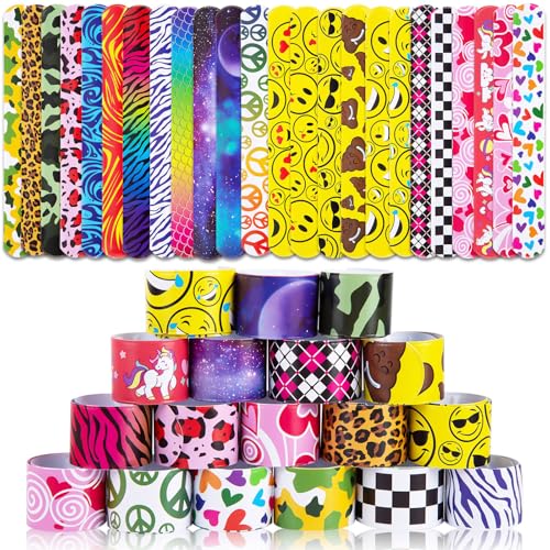 LovesTown Slap Bracelets for Kids, 48 PCS Snap Bracelets Party Favors | Wristbands Bulk for Classroom Prizes Treasure Box, Birthday Exchanging Gifts,Goodies Bag Stuffers Fillers, Carnival Prizes